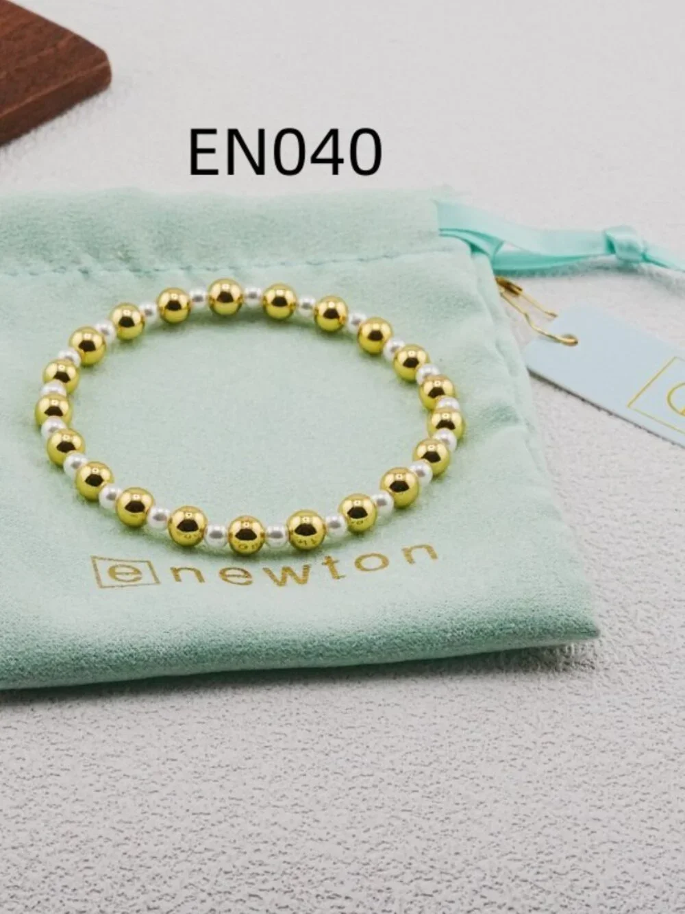 Enewton Gold Bead & White Pearl Bracelet